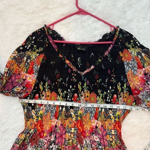 Melissa Paige Floral Multicolor Women's Top Bell Sleeves - Picture 6 of 11